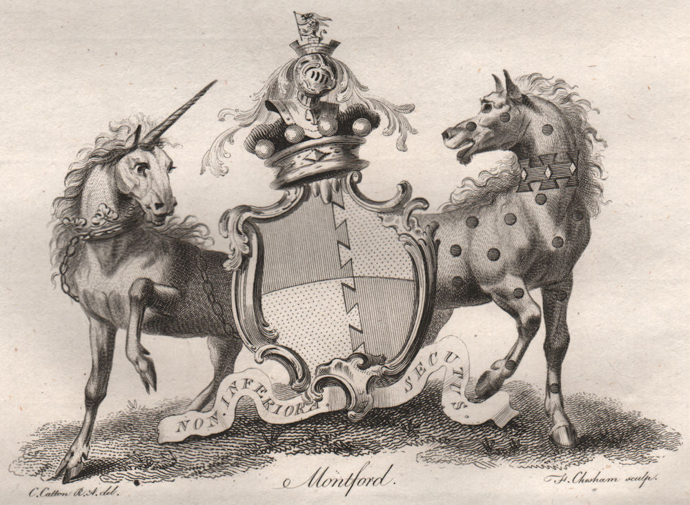 MONTFORD. Coat of Arms. Heraldry 1790 old antique vintage print picture